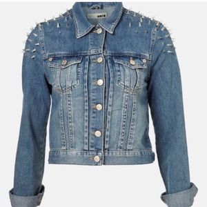 Topshop studded cropped denim jacket
